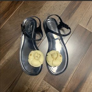 Chanel flower flat sandals